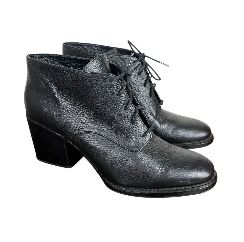 Rachel Comey Ibex Leather Lace-Up Booties Black Ankle Boots Size 9